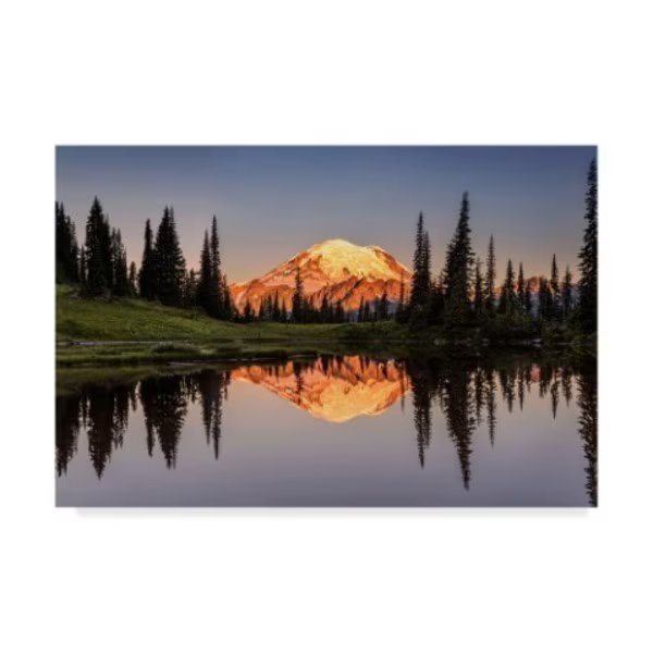 Pierre Leclerc 'Tipsoo Lake Sunrise' Canvas Art, 12x19, Trademark Fine Art, Mfr#: PL00421-C1219GG